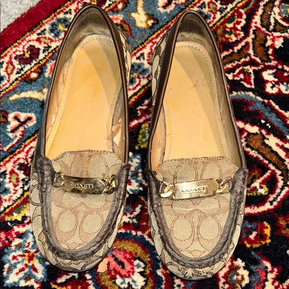 Coach Signature Pattern Brown Loafers